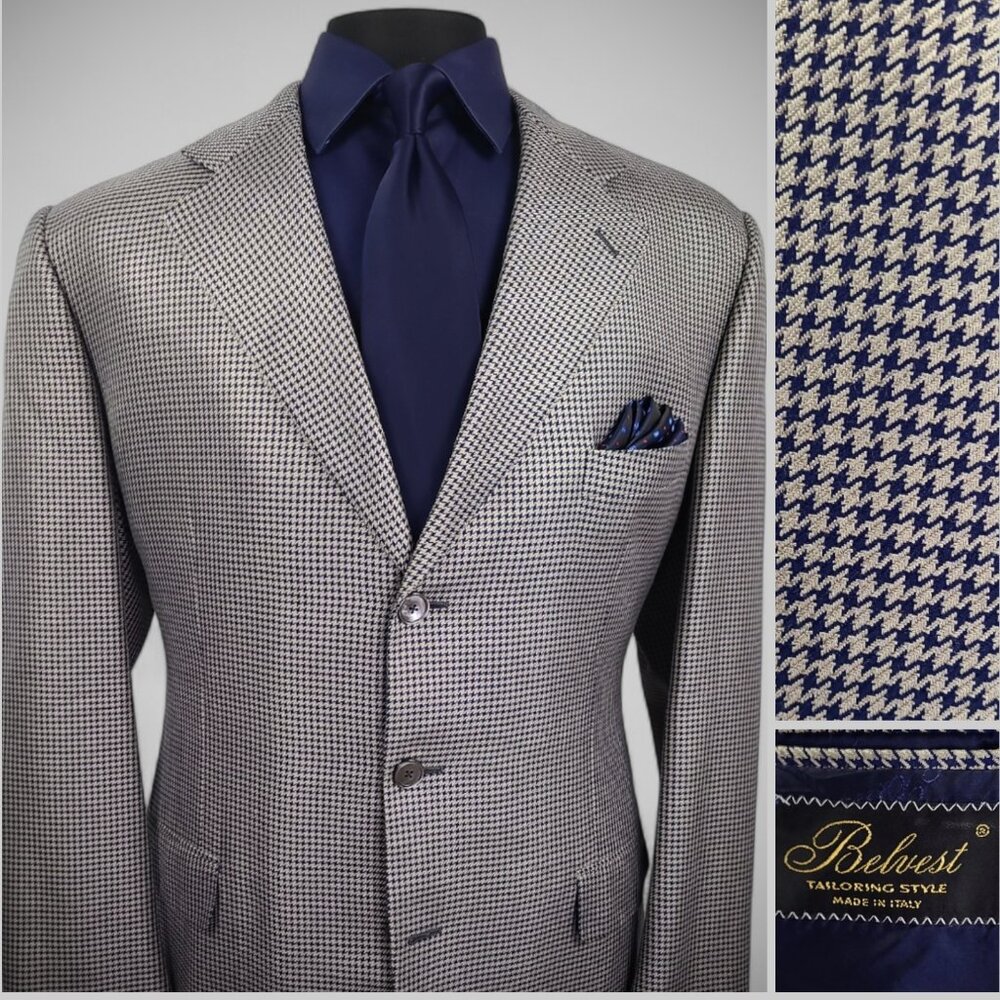 Belvest Super 120'S Silk Wool Blend Sports Coat  46L